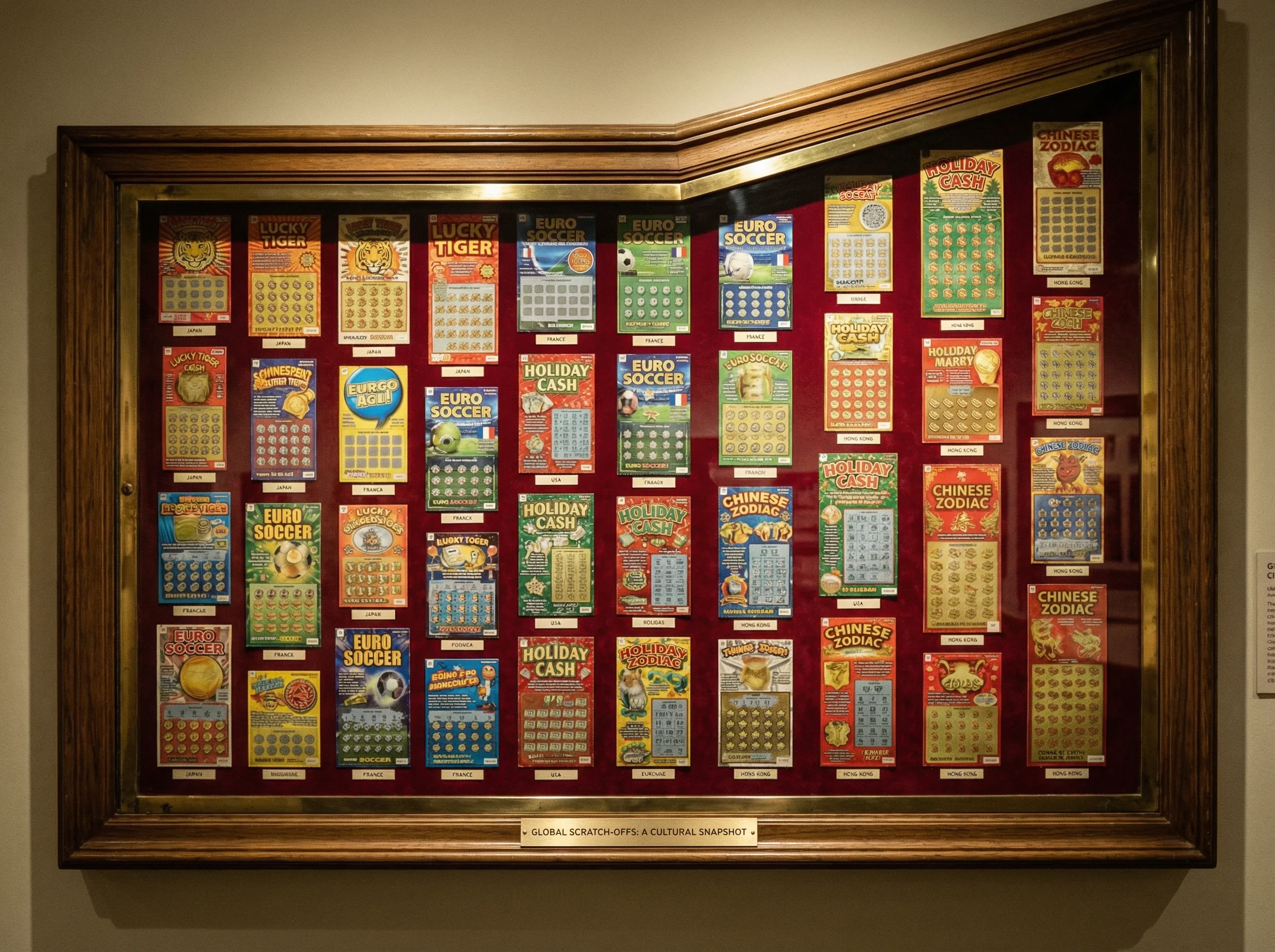 全球各国刮刮乐彩票藏品展示墙